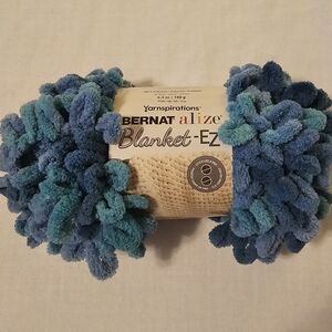 1 Skein Bernat Alize Blanket-EZ Finger Loop Yarn #7 Jumbo Seaport Teals 18 yd